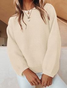 img 3 attached to ZESICA Loose Knit Sweater With Lantern Sleeves And Soft Ribbed Texture - Casual Women'S Pullover Top In Solid Colors, With Crew Neck