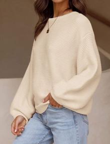 img 1 attached to ZESICA Loose Knit Sweater With Lantern Sleeves And Soft Ribbed Texture - Casual Women'S Pullover Top In Solid Colors, With Crew Neck