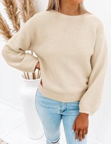 img 2 attached to ZESICA Loose Knit Sweater With Lantern Sleeves And Soft Ribbed Texture - Casual Women'S Pullover Top In Solid Colors, With Crew Neck