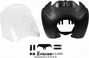 img 1 attached to Matte Black Fairing With Clear Windshield For Harley Davidson Dyna Super Glide T-Sport 2000-2017 By Benlari