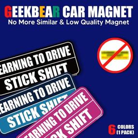 img 3 attached to GEEKBEAR Learning To Drive Stick Shift Magnet (Light Pink/Turquoise) - Learning To Drive Manual Transmission Magnet For Car - Reflective Bumper Safety Warning Sign - No Stickers Or Decals But Magnets