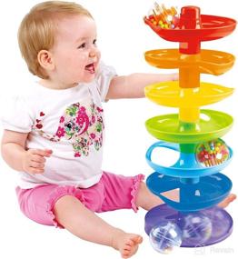img 1 attached to 🌈 PlayGo Super Spiral Tower - Ball Drop & Roll Activity Toy: Promote Fine Motor Skills for Kids Ages 1 Year Old & Up with Seven Colorful Ramps & Three Rattling Balls