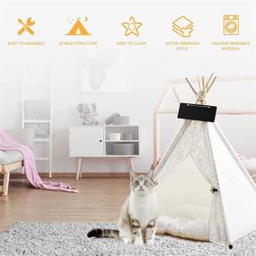 img 1 attached to DEWEL Teepee Cushion Portable Foldable Dogs