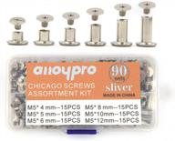 🛠️ versatile 90 sets chicago screws assorted kit for leather craft - 6 sizes, silvery rivets - diy bookbinding, crafting projects - 3/16(5mm) screw rivets, phillip head posts nail, chicago bolts (5x4,5,6,8,10,12) logo