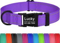 taglory personalized dog collars, engraved metal buckle with name and phone number, custom reflective dog collar for large dogs, purple logo