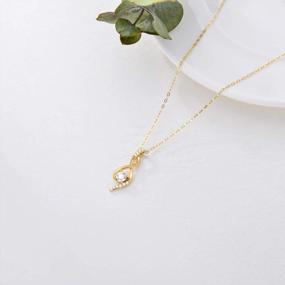 img 2 attached to Stunning 14K Solid Gold Necklaces For Women: 4 Elegant Styles Featuring Moissanite Gems - Perfect Gold Jewelry Gifts For Mothers From Daughters