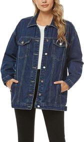 img 3 attached to SeekMe Oversize Trucker Pockets 0025 LightBlue XL FY Women's Clothing in Coats, Jackets & Vests