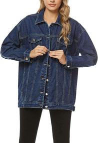 img 1 attached to SeekMe Oversize Trucker Pockets 0025 LightBlue XL FY Women's Clothing in Coats, Jackets & Vests