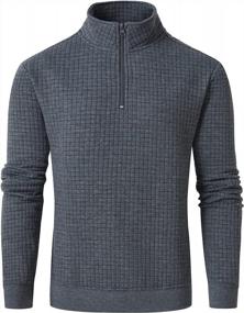 img 3 attached to Stay Fashionable And Comfy With YuKaiChen Men'S Square Patterned Long-Sleeve Quarter-Zip Sweatshirt
