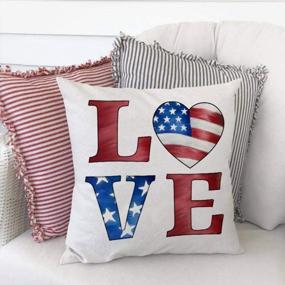 img 4 attached to AENEY Set Of 4 Patriotic Pillow Covers 18X18 - American Flag, Stars And Stripes Throw Pillow Cases For 4Th Of July, Memorial Day, Independence Day Decorations, Love America Pillows A373-18
