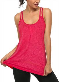 img 4 attached to Flowy Racerback Tank Tops With Spaghetti Straps For Women'S Yoga And Workouts - Loose Fit By BLEVONH