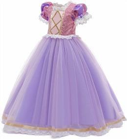 img 3 attached to Girls' Rapunzel, Princess Sofia Costume For Birthday, Christmas, Halloween, Cosplay, Carnival, Fancy Dress Up Party Ball Gown By HIHCBF