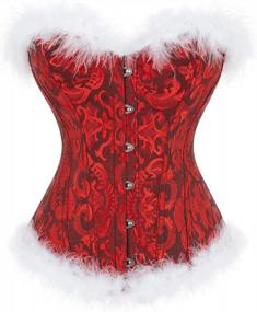 img 4 attached to Get Ready For A Naughty Christmas Party With Plus Size Santa Costume Corset Bustier In Red!