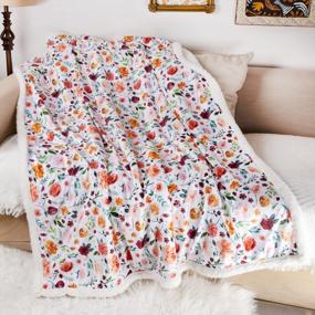 img 4 attached to Luxurious BORITAR Sherpa Throw Blanket With Floral Design For Ultimate Comfort And Warmth