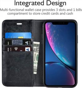 img 1 attached to Leather Wallet Case For IPhone XR With Card Holder And Kickstand - Magnetic Closure, TPU Shockproof Interior And Protective Cover - Compatible With IPhone XR 6.1 Inch 2018 Edition - Black