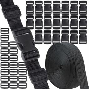 img 4 attached to 20Pcs 1" Dual Adjustable Buckles With 10 Yards Nylon Webbing Straps - Perfect For Backpacks, Black