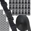20pcs 1" dual adjustable buckles with 10 yards nylon webbing straps - perfect for backpacks, black logo