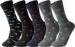 colorful combed cotton men's dress socks - pack of 5 - glenmearl with happy patterns logo