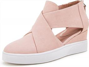 img 4 attached to Style Meets Comfort: LAICIGO'S Crisscross Platform Cut Out Wedge Sneakers For Women
