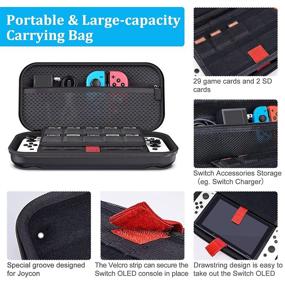 img 3 attached to Switch OLED Accessories Bundle - InnoAura 20 In 1 Kit: Wrist Straps, Carry Case, Joycon Charging Dock & More!