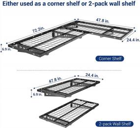 img 3 attached to FLEXIMOUNTS 2-Pack 24" X 48" Black Corner Wall Garage Storage Shelving Racks, Floating Shelves (2X4Ft)