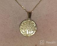 img 1 attached to 🌳 Stunning 18K Gold Plated Tree of Life Necklace with Engraved Family Tree Coin Disc Pendant and Rose Heart - Perfect for Women and Girls review by Stacia Payne