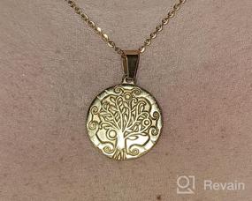 img 6 attached to 🌳 Stunning 18K Gold Plated Tree of Life Necklace with Engraved Family Tree Coin Disc Pendant and Rose Heart - Perfect for Women and Girls