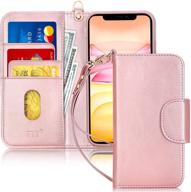 📱 fyy iphone 11 case: kickstand, luxury leather wallet cover with card slots & note pockets - rose gold logo