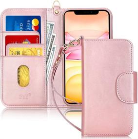 img 4 attached to 📱 FYY iPhone 11 Case: Kickstand, Luxury Leather Wallet Cover with Card Slots & Note Pockets - Rose Gold