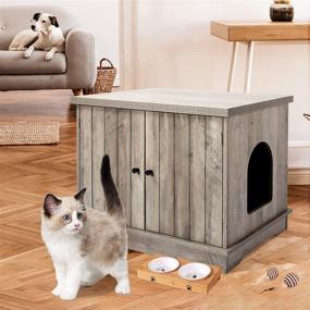 img 4 attached to 🐱 IDEALHOUSE Cat Litter Box Enclosure Bench – Hidden Wooden Furniture, Side Entry XL Cat Litter Box for Indoor Living Room Cleaning