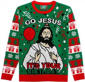 img 4 attached to Men'S/Women'S Ugly Christmas Sweater - Go Jesus It'S Your Birthday Funny Design