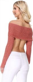 img 2 attached to Женский укороченный пуловер YEMAK, вязаный свитер с длинным рукавом и открытыми плечами, сексуальный повседневный мягкий вязаный укороченный топ с шалью с запахом