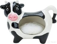 🐄 cow scrubby holder – udderly non-scratch scrubber stand, hand-painted ceramic - boston warehouse логотип