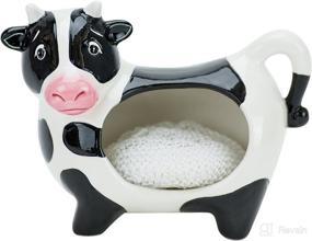 img 1 attached to 🐄 Cow Scrubby Holder – Udderly Non-Scratch Scrubber Stand, Hand-Painted Ceramic - Boston Warehouse