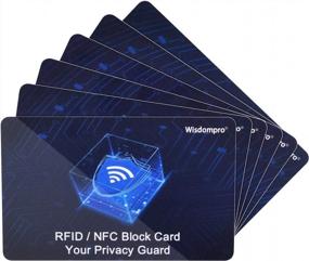 img 4 attached to NFC Bank Debit Credit Card Passport Protector Blocker For Men & Women - Wisdompro 6 Pack RFID Blocking Cards, Entire Wallet & Purse Shield - Blue