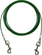 ben-mor zinco 30ft dog tie-out cable for 20lbs small breed dogs & pets - heavy-duty 360° rotating double swivel cable cord for training, camping, or backyard use - green logo