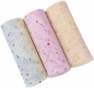 sparkling rainbow sequin tulle fabric rolls - glittery organza tutu roll, 5.9" x 10 yards per roll, perfect for chair ties, tutu skirts, wedding decor, and wrapping - set of 3 rolls logo