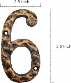 img 3 attached to Rustic Cast Iron Home Address Number 6 - 5.5 Inch House Numbers With Unique Hammered Appearance And Antique Brass Finish