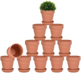 img 4 attached to 12-Pack Terra Cotta Clay Flower Pots With Saucers - 3 Inch Size For Plants, Crafts, And Wedding Favors With Drainage