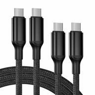 deegotech 100w usb c cable, [2-pack 10ft] nylon braided macbook charger cable, long type c to type c cable compatible with macbook pro/macbook air/ipad pro, for galaxy s22/21/20, black logo