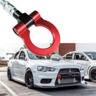 🏎️ xotic tech jdm sport track racing style cnc aluminum screw-on tow hook - front rear bumper compatible with mitsubishi 2008-2016 lancer evolution evo x 10 (red) logo