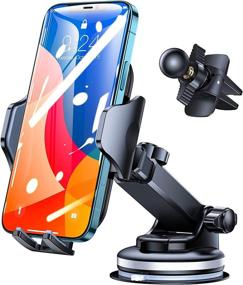 img 4 attached to 📱 Andobil Car Dashboard Phone Holder Easy Clamp 5.0 | Powerful Suction Cup | 3-in-1 Long Arm Phone Mount for Car Dash Vent Windshield | Compatible with iPhone 13 Pro Max, iPhone 12, iPhone 11, Samsung Galaxy S21, Samsung Galaxy S20, and More