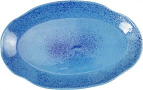 img 1 attached to Roro Ceramic Stoneware Hand-Molded Speckled Spotted Oval Dinner Plates (Coral Beach Blue)