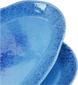 img 2 attached to Roro Ceramic Stoneware Hand-Molded Speckled Spotted Oval Dinner Plates (Coral Beach Blue)