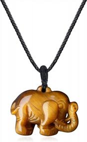img 4 attached to Ожерелье с кулоном и амулетом в виде слона с тигровым глазом для мужчин и женщин