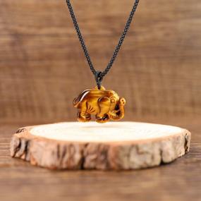 img 1 attached to Tigers Eye Stone Elephant Amulet Pendant Necklace For Men & Women