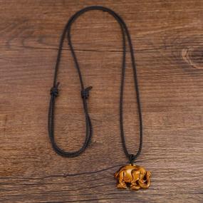 img 2 attached to Tigers Eye Stone Elephant Amulet Pendant Necklace For Men & Women
