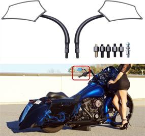 img 3 attached to 🛵 Enhance Your Ride: Black 8mm/10mm Motorcycle Rear View Side Mirrors for Cruiser, Chopper, Sportster, Dyna, Softail, Street Bike, Scooter, Dirt Bike, and More