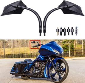 img 2 attached to 🛵 Enhance Your Ride: Black 8mm/10mm Motorcycle Rear View Side Mirrors for Cruiser, Chopper, Sportster, Dyna, Softail, Street Bike, Scooter, Dirt Bike, and More