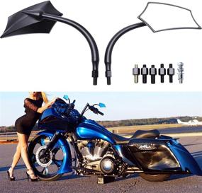 img 4 attached to 🛵 Enhance Your Ride: Black 8mm/10mm Motorcycle Rear View Side Mirrors for Cruiser, Chopper, Sportster, Dyna, Softail, Street Bike, Scooter, Dirt Bike, and More